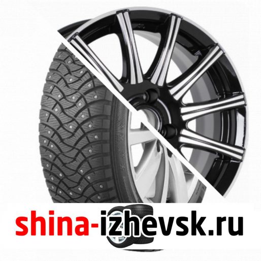 Колесо в сборе Dunlop SP Winter Ice 03 205/65 R15 T 94 + КиК Сиеста 6xR15 4x100 ET45 DIA67.1 Черный глянцевый с полированными элементами лицевой поверхности в Ижевске
